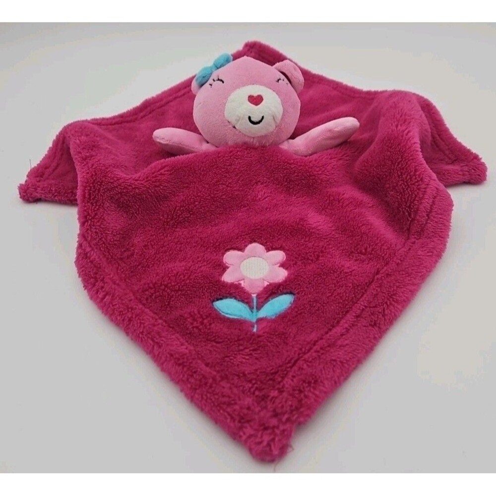 Baby Gear Pink Teddy Bear Flower Security Blanket Lovey Plush Stuffed Animal